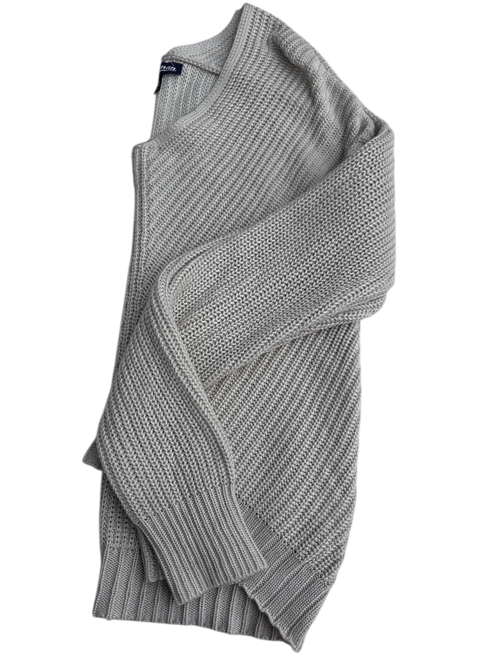 Freshman Light Gray Open-Knit V-Neck Sweater